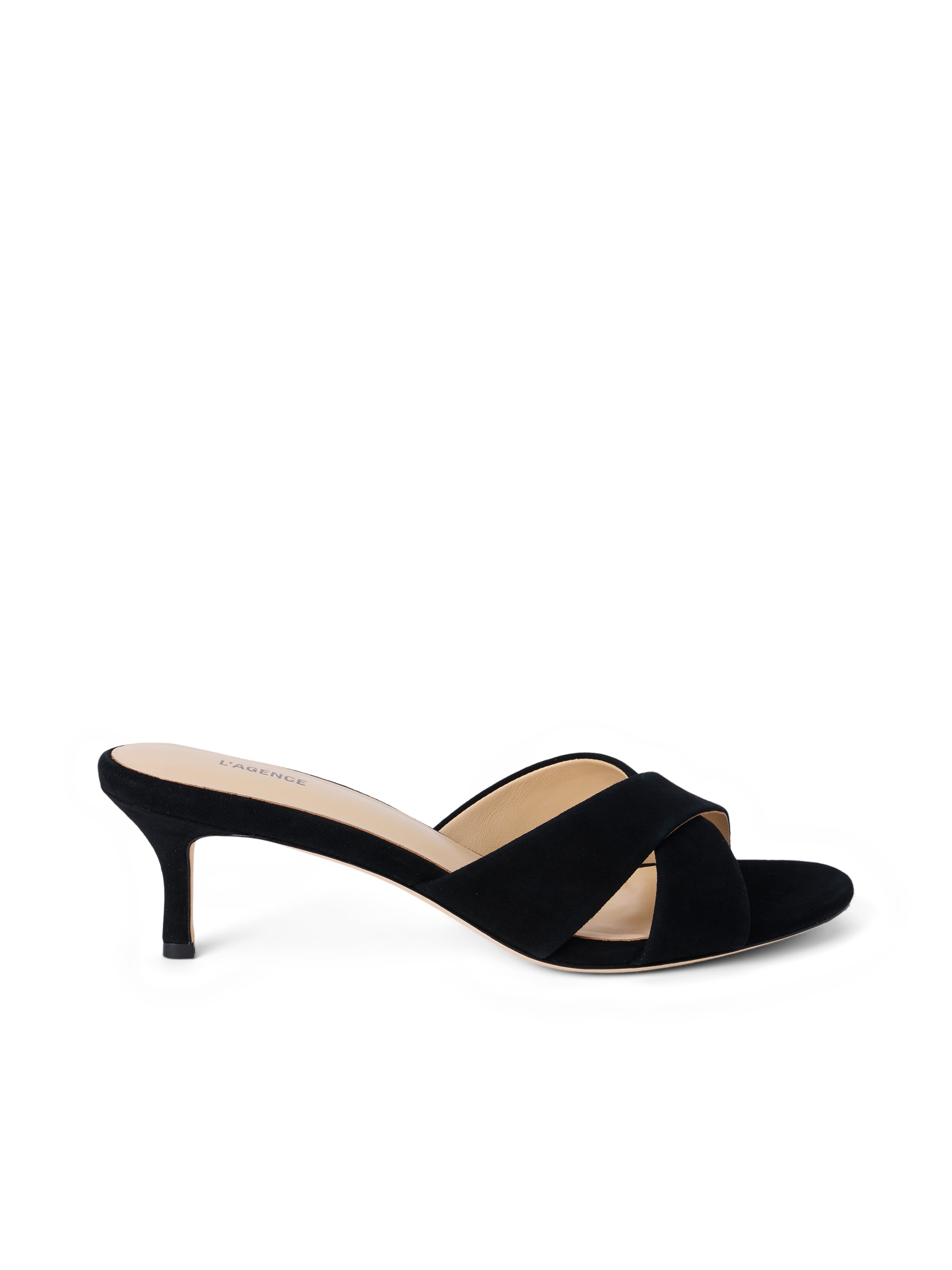 kitten heel dress sandals Cushionaire Women's Solo Kitten Heel Dress Sandal 1 Band Ankle Strap Heel with Cushioned Footbed & Faux Suede Upper Black / Medium / 7