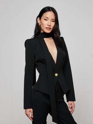 Blazer à cou de cou à cravate
