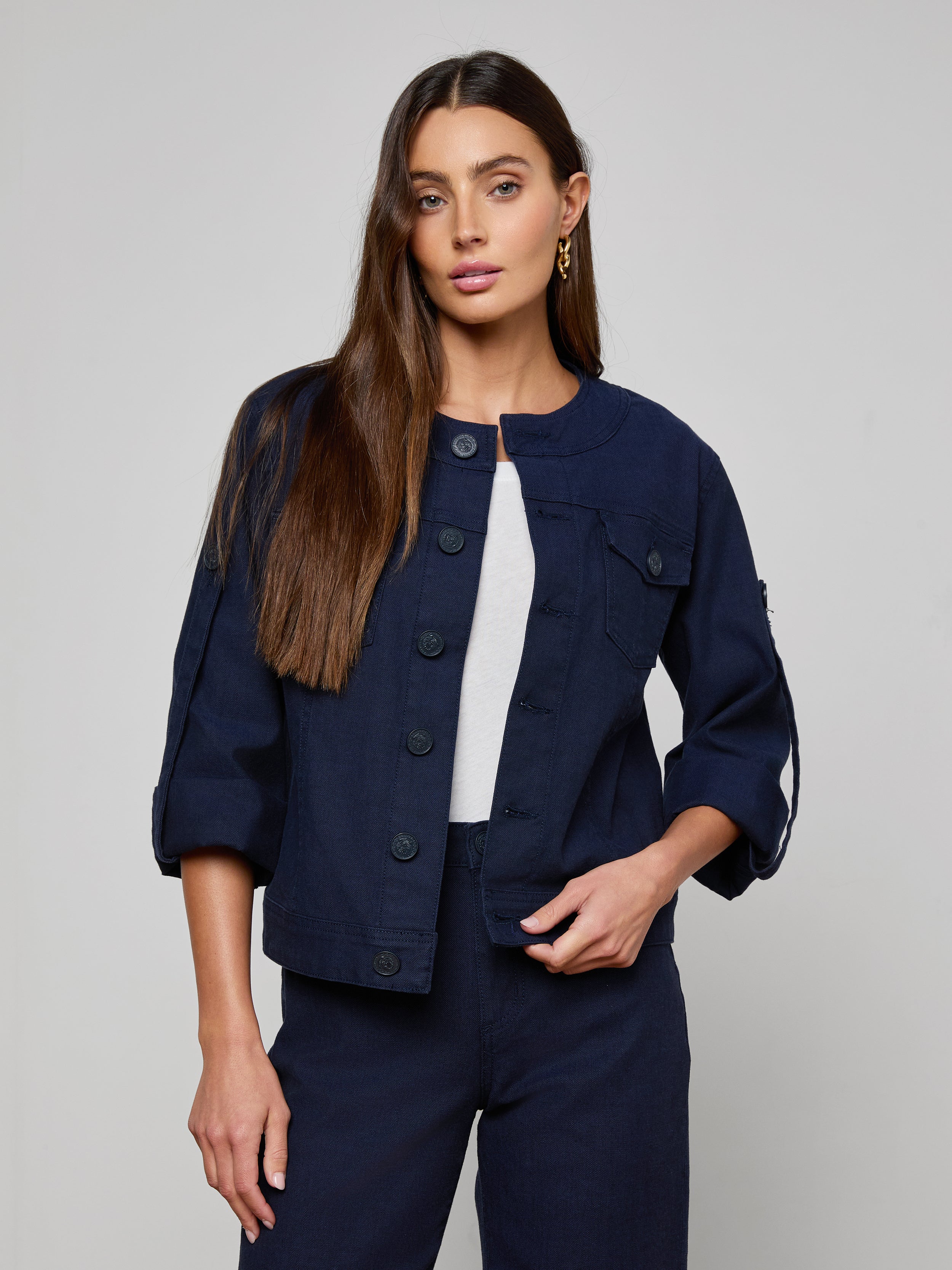 Anouk Jean Jacket in Saturated Blue | L'AGENCE