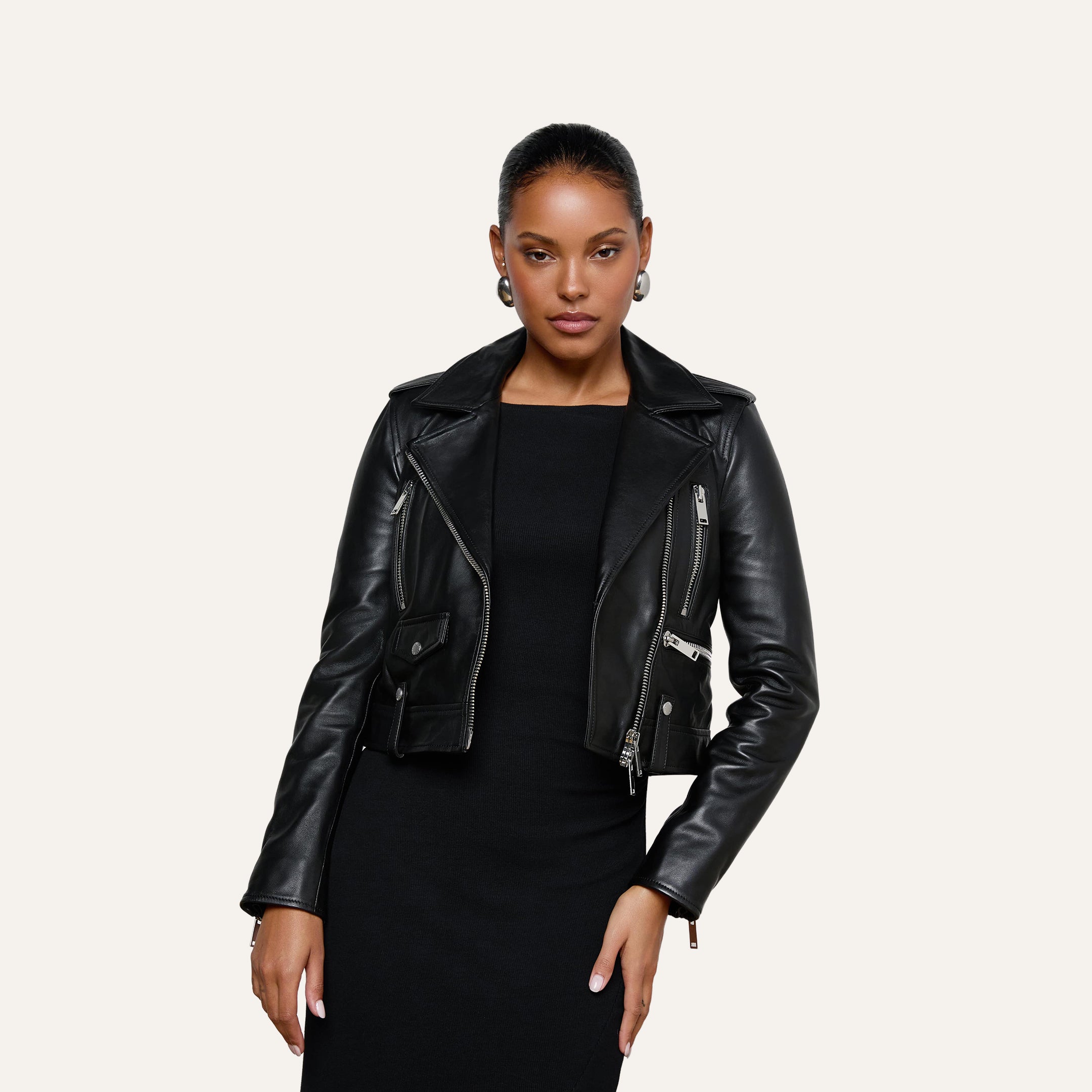 Blakely Leather Biker Jacket in Black | L'AGENCE