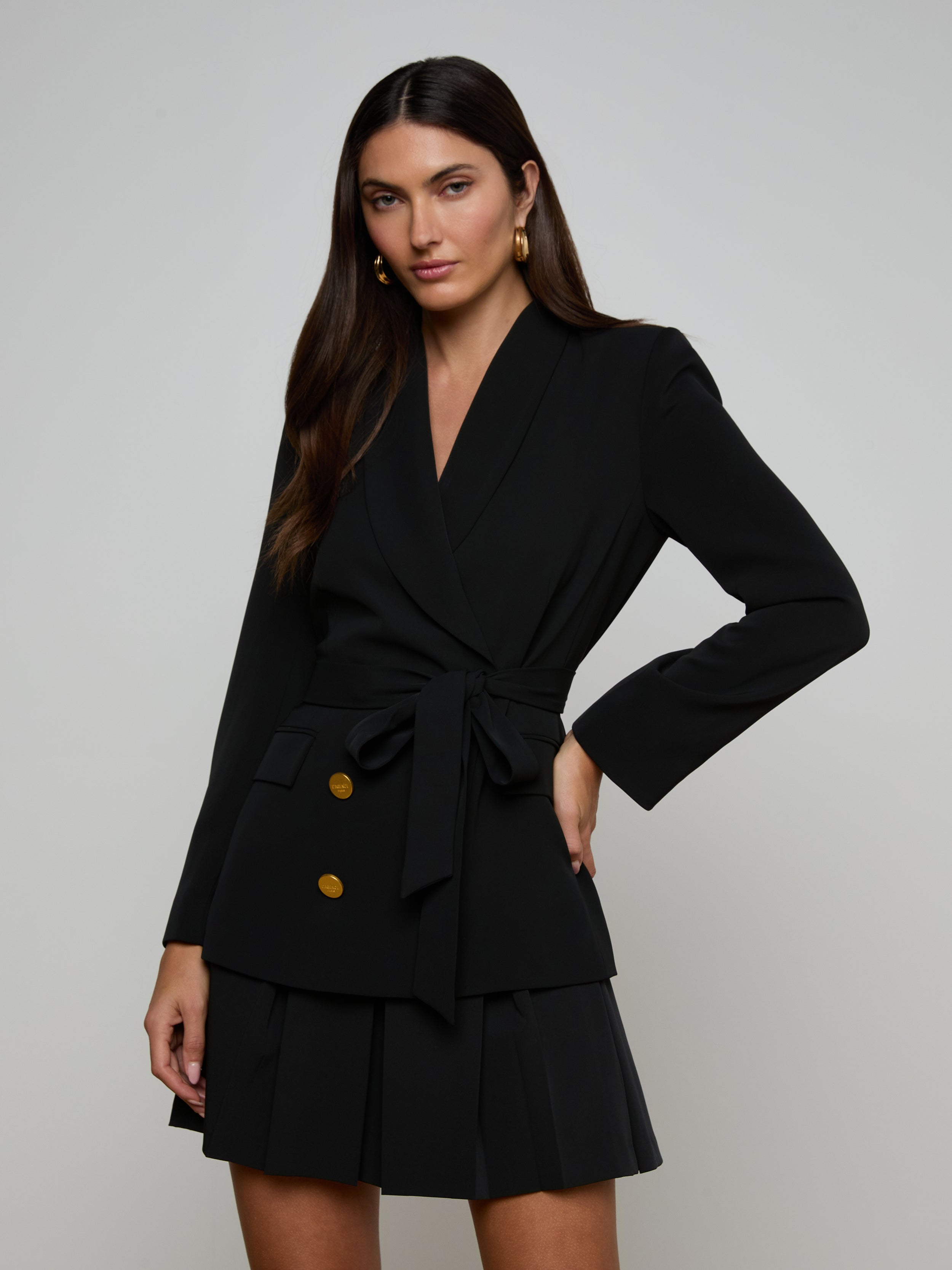 L'AGENCE Women's Aven Wrap Double-Breasted Blazer - Black