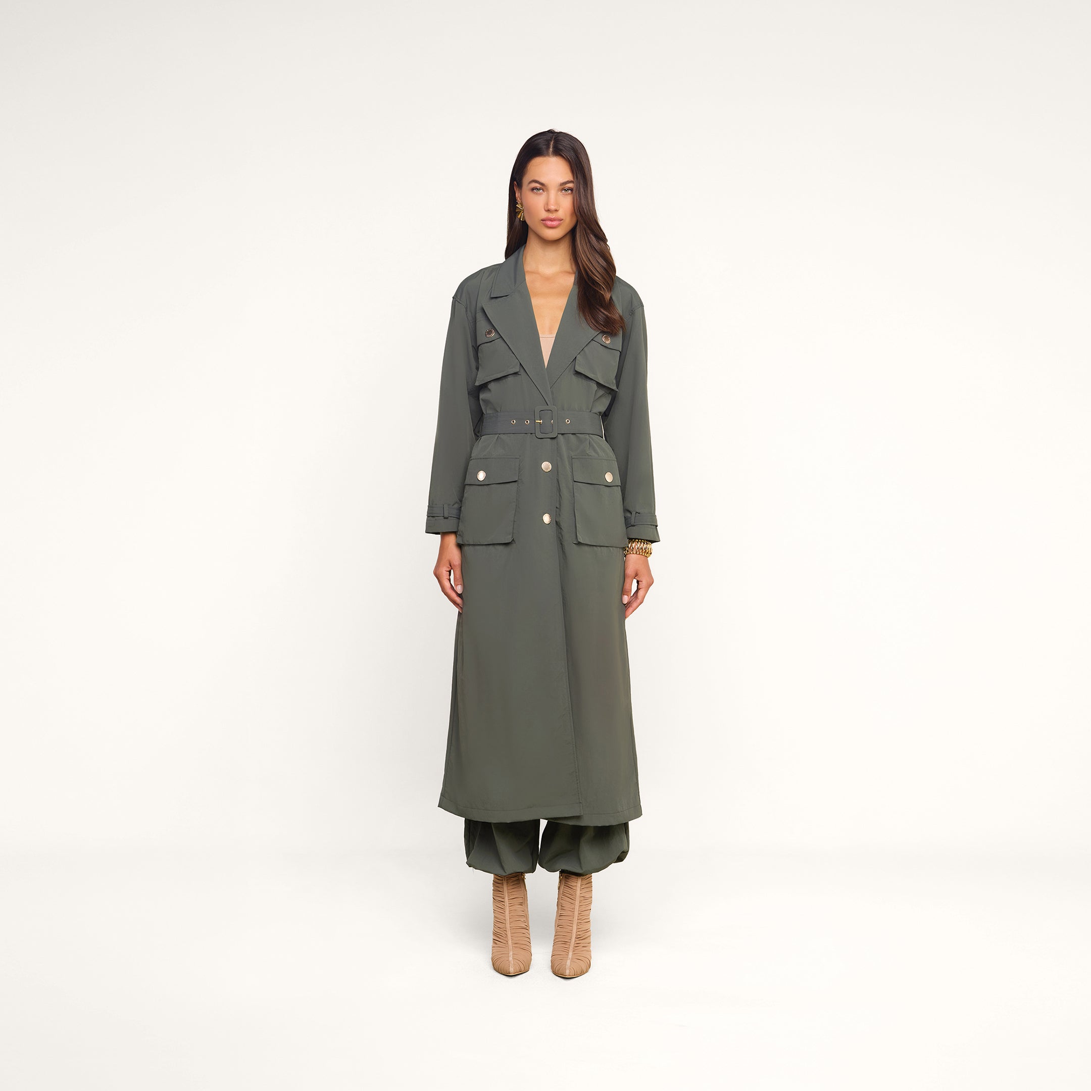 Axel Windbreaker Trench in Ash Olive | L'AGENCE