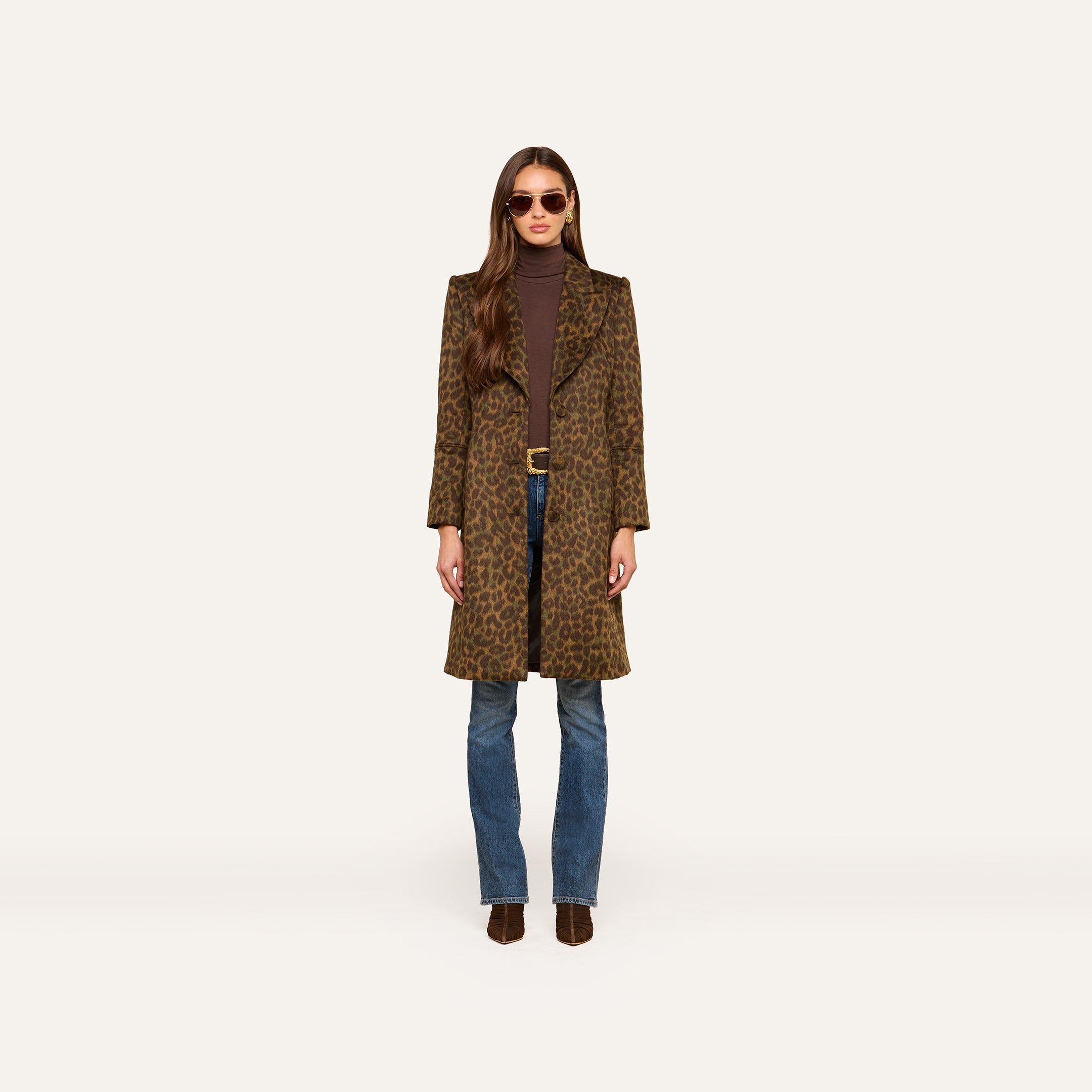 Laney Coat in Dark Java Multi Leopard | L'AGENCE