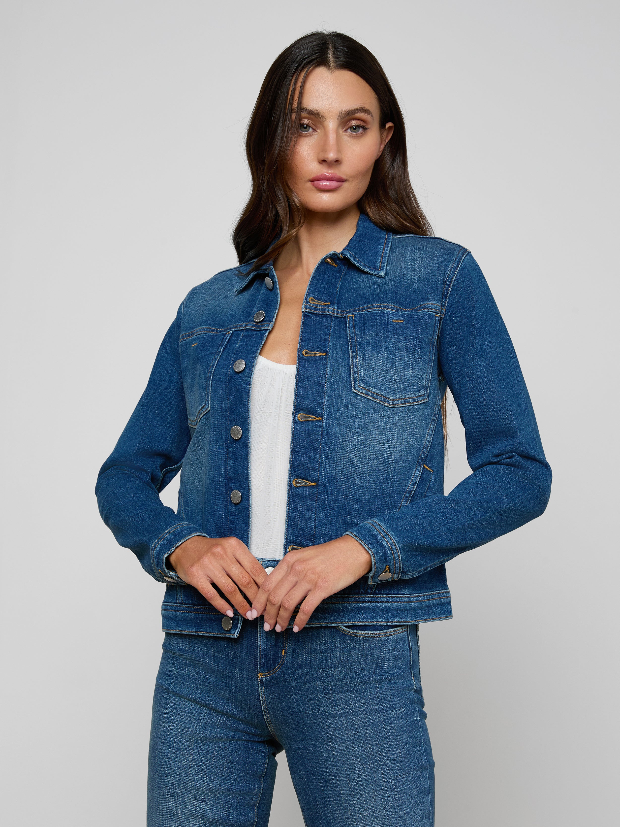 CELINE 青 レザージャケット 34 Celine Jean Jacket in Authentique | L'AGENCE