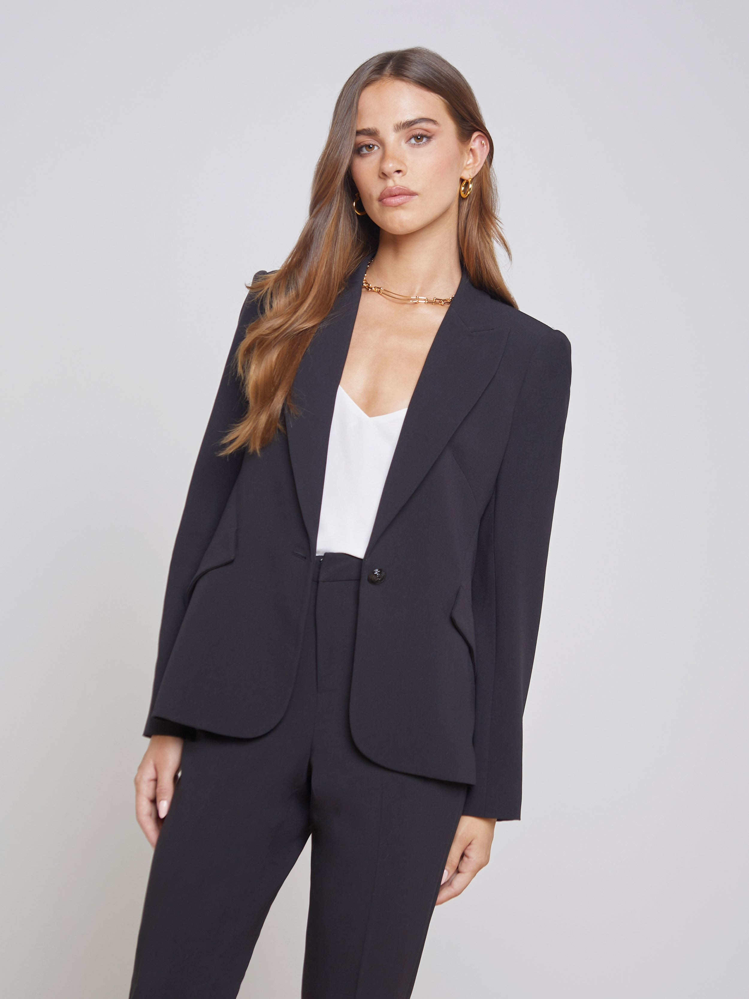 Le Suit Pant Suit Size 8 Womens Black Cinched waist jacket EUC-no