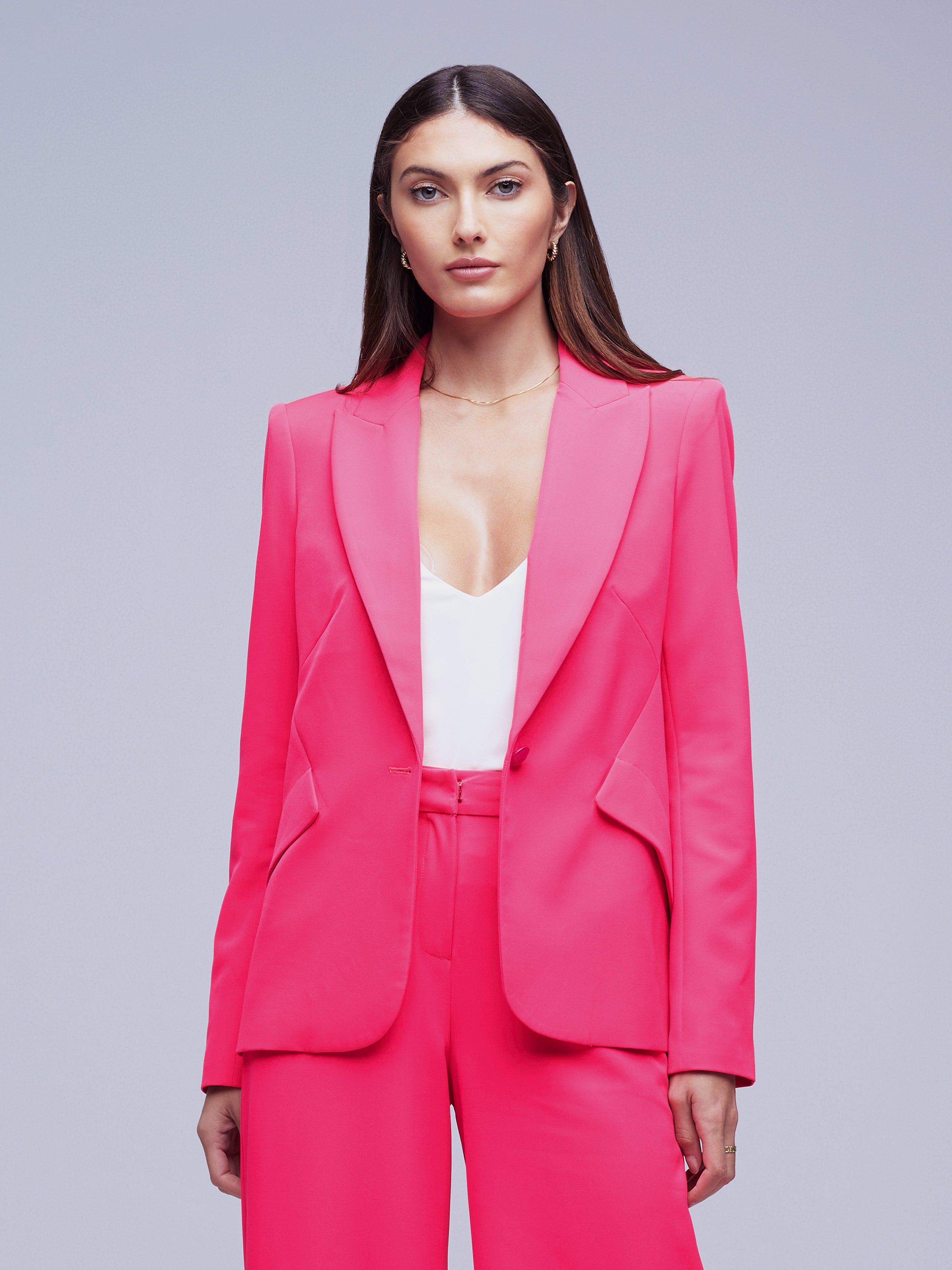 Coral Pink Pants Suit for Women, Office Pant Suit Set Women, Blazer Suit  Set Women, High Waist Straight Pants, Blazer and Trousers Women -   Denmark