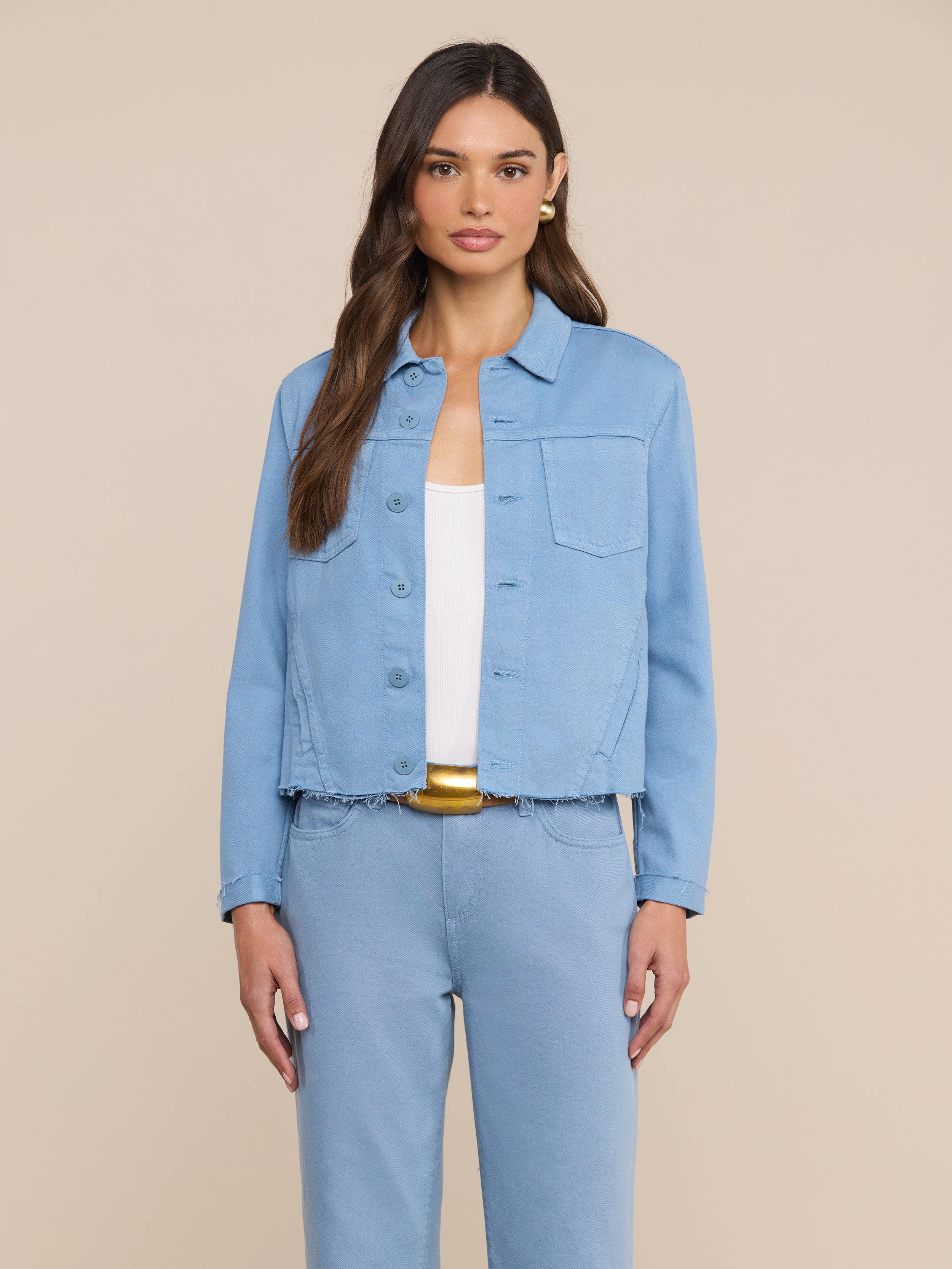 Janelle Jean Jacket in Blue Mist