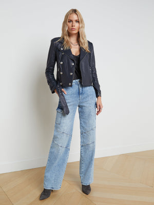 Billie Belted Leather Jacket jacket L'AGENCE