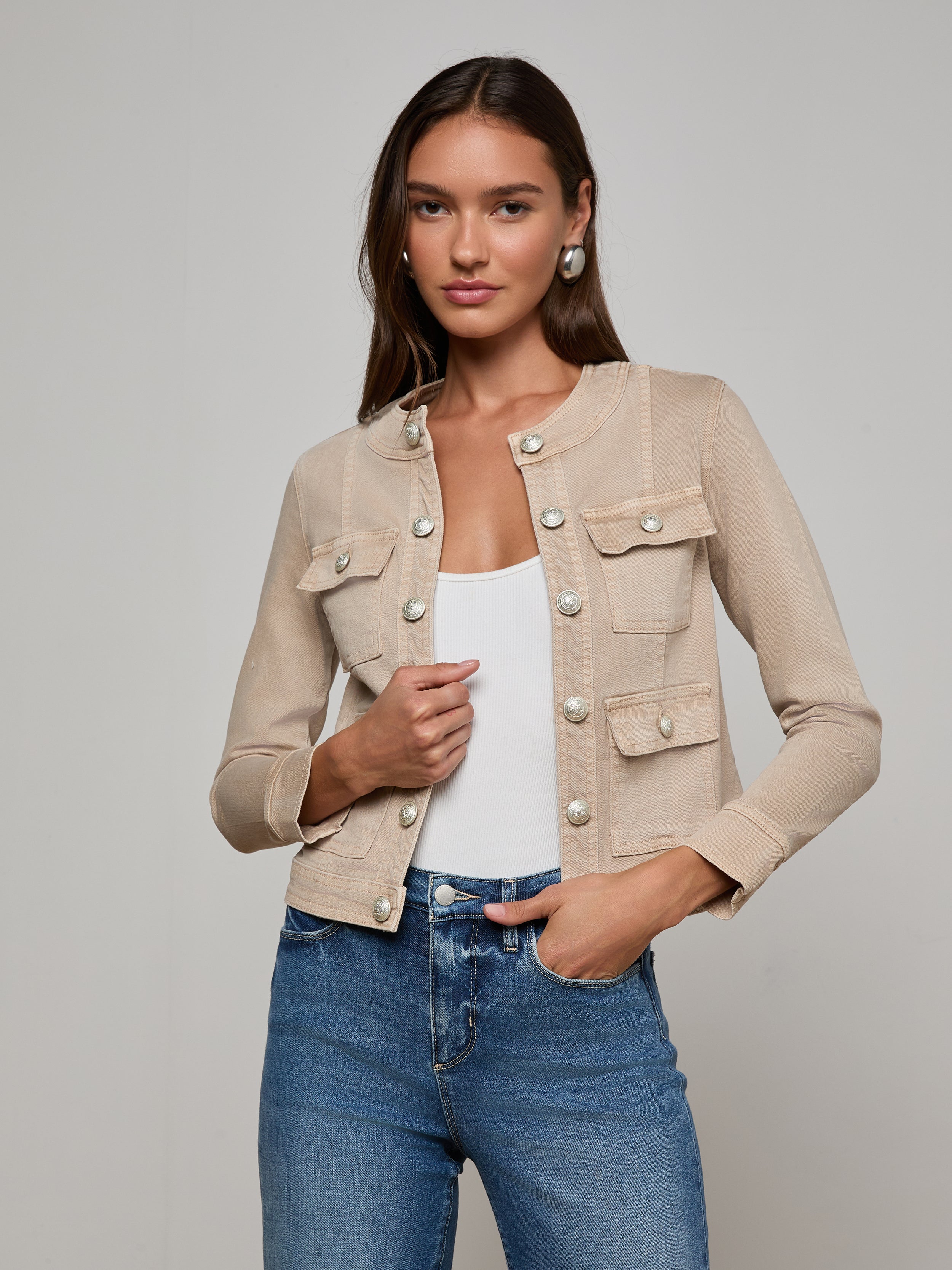 Yari Jean Jacket in Biscuit | L'AGENCE