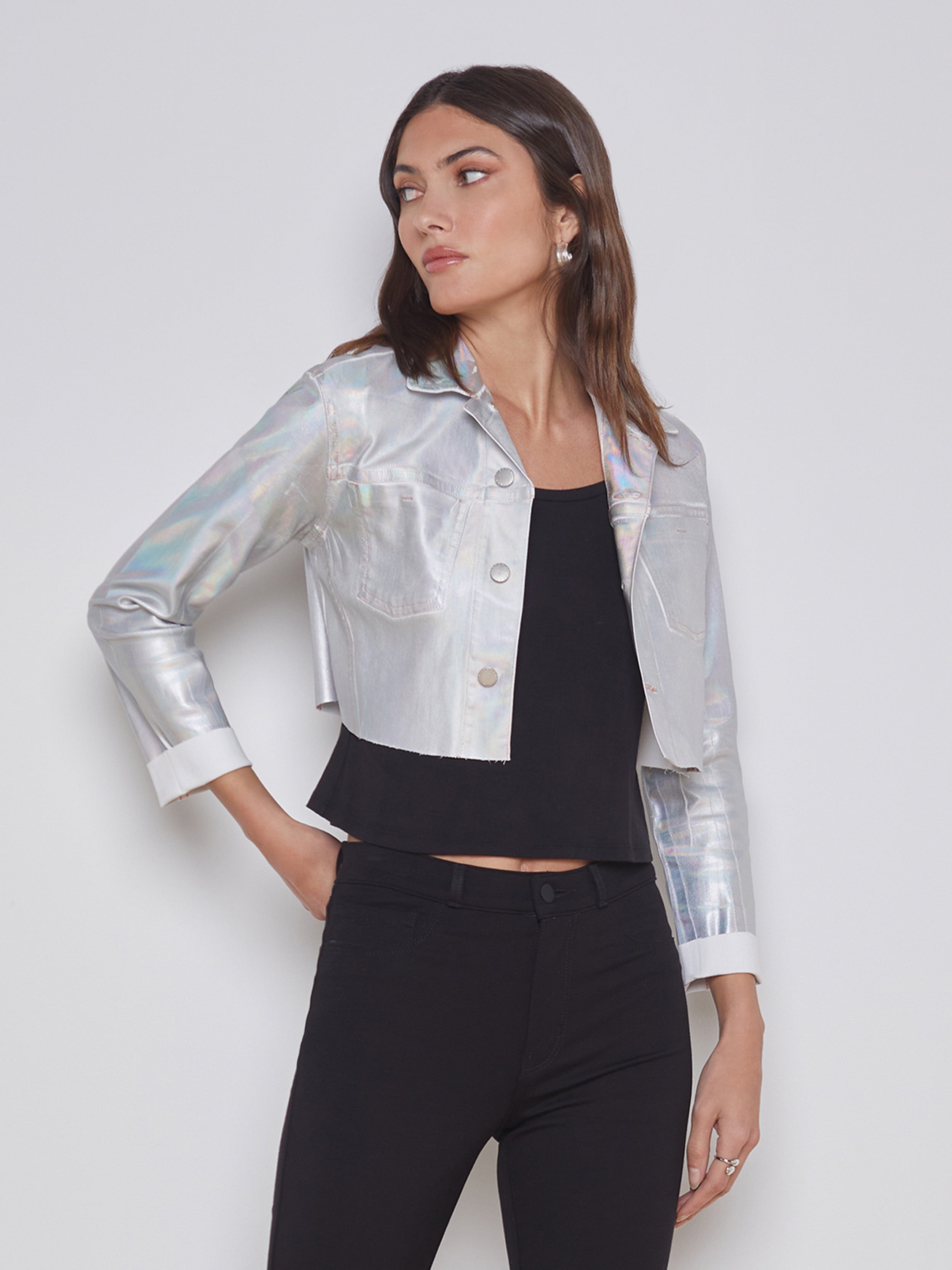 SILVER FOIL BIKER JACKET - Silver