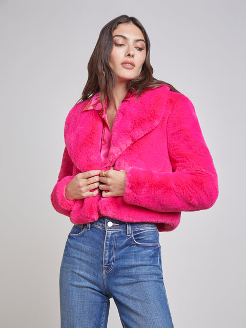 Davy Faux Fur Jacket jacket L'AGENCE Sale   
