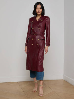 معطف خندق سيلينا الجلود