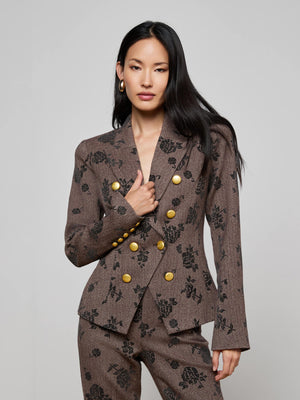 Bethany Flocked Herringbone Blazer