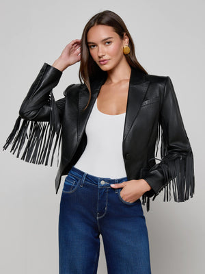 Vashti Fringed Leather Blazer