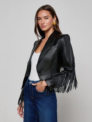 Vashti Fringed Leather Blazer