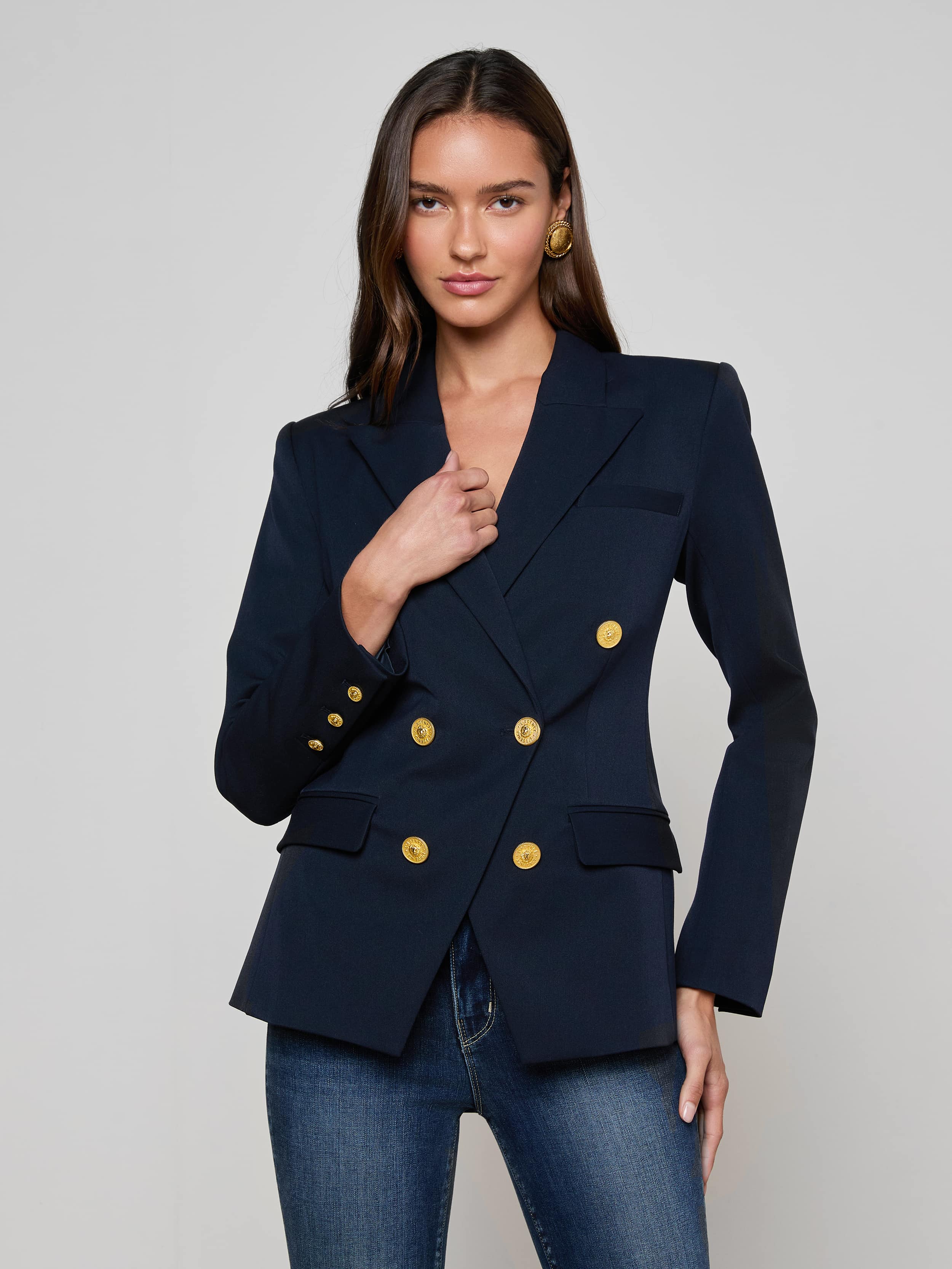 専用 渋谷 Time is on BUTTON DOUBLE BREASTED Kyomi Double-Breasted Blazer in Midnight | L'AGENCE