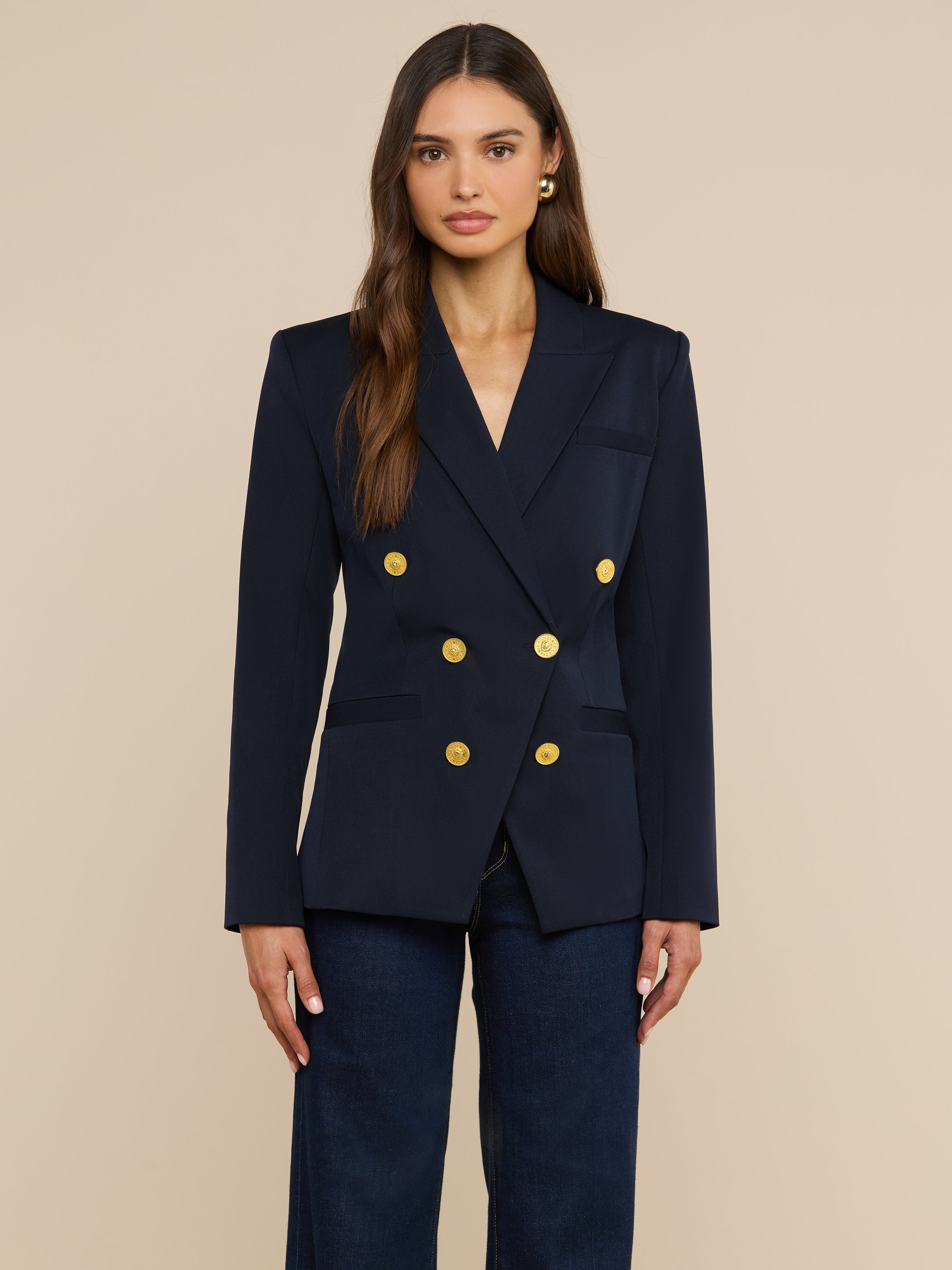 Kyomi Double-Breasted Blazer in Midnight | L'AGENCE