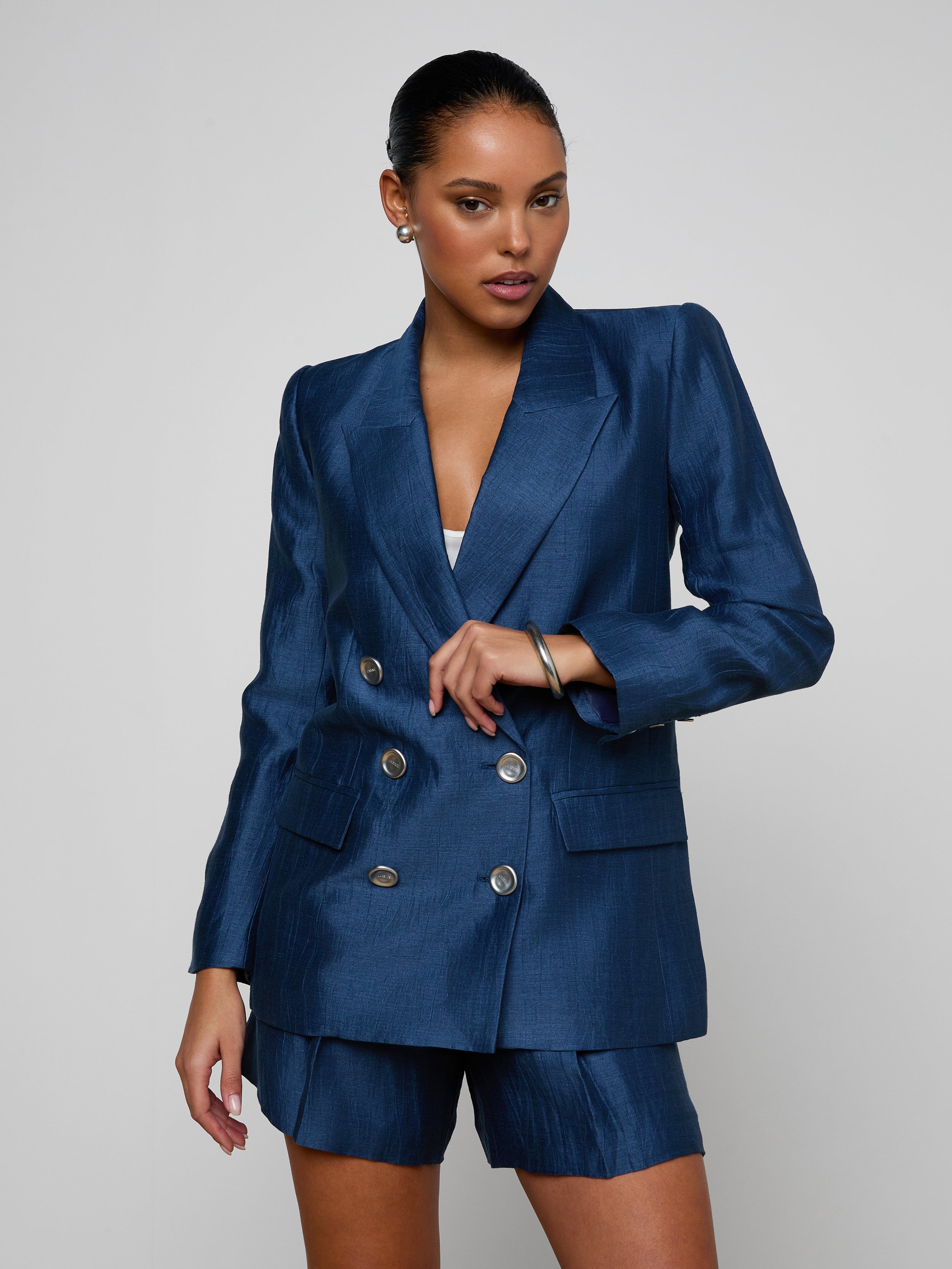 Cambrie Oversized Blazer in Deep Sea Blend | L'AGENCE