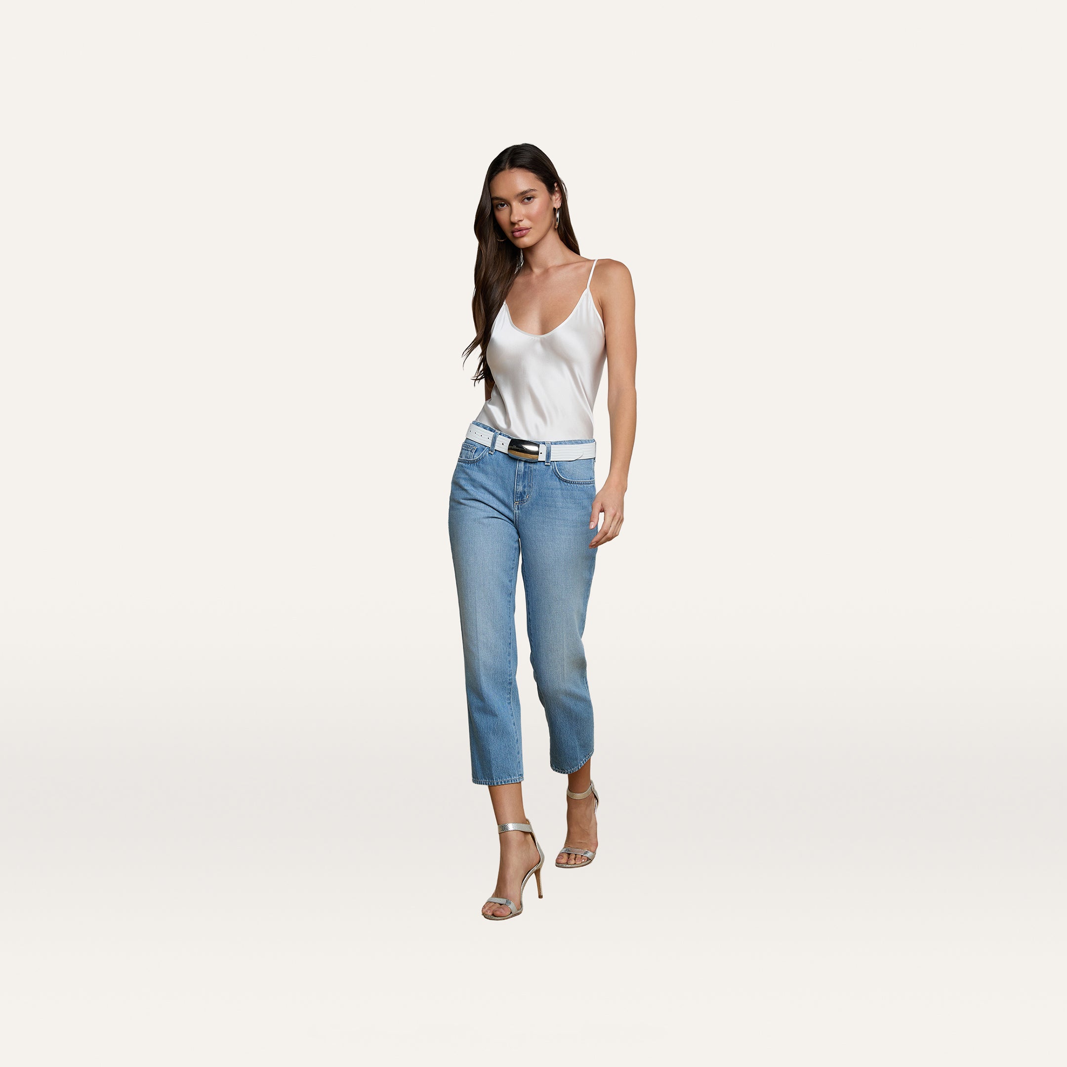 Thalina Cropped Stovepipe Jean in Bellflower | L