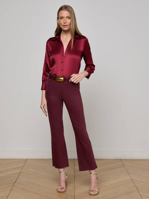 Jean a flare ritagliato con rivestimento