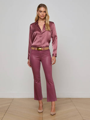 Jean a flare ritagliato con rivestimento