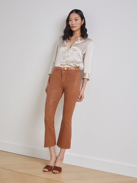 Kendra Coated Cropped Flare Jean jean L'AGENCE   