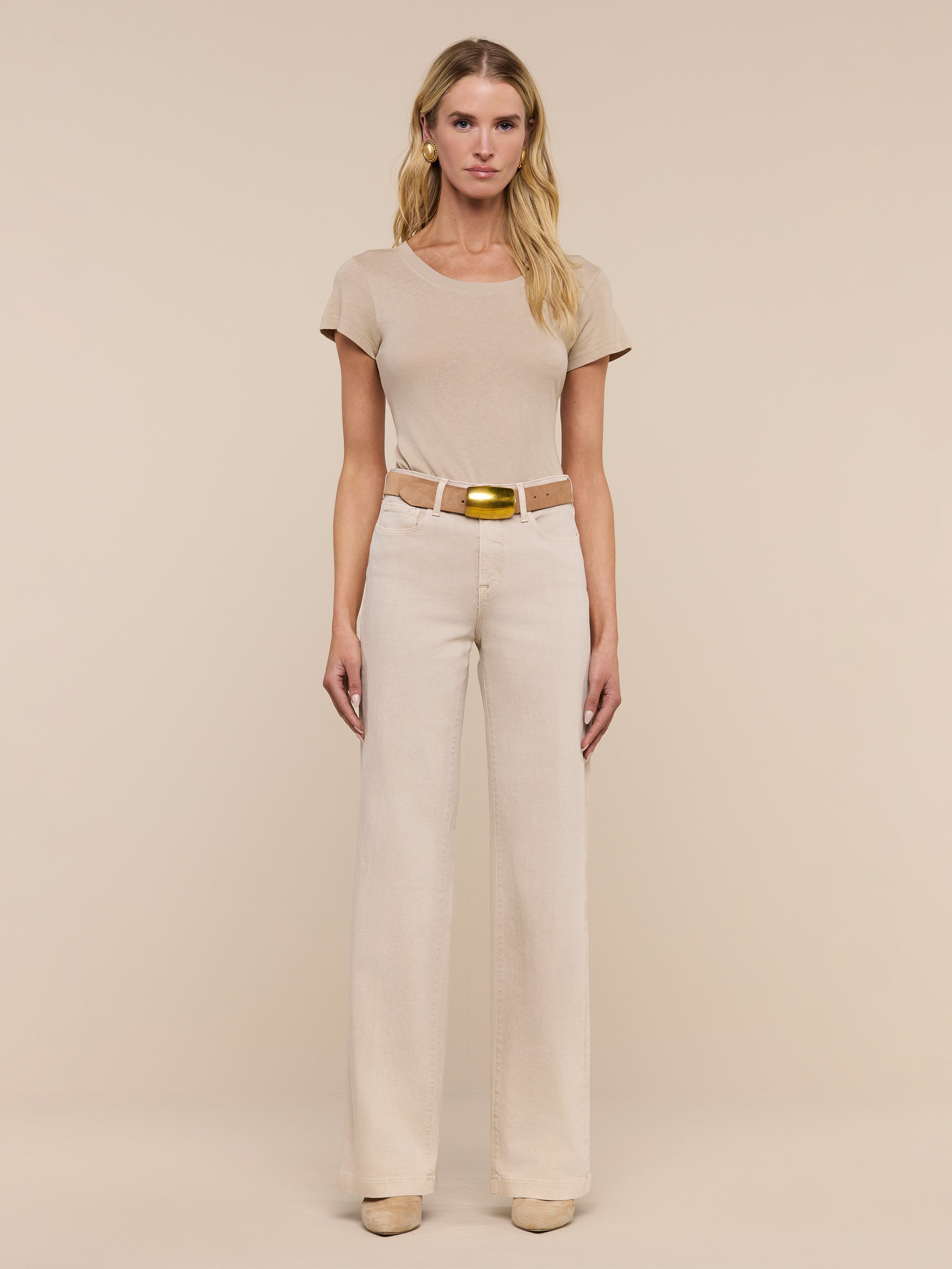 Clayton Wide-Leg Jean in Biscuit | L'AGENCE