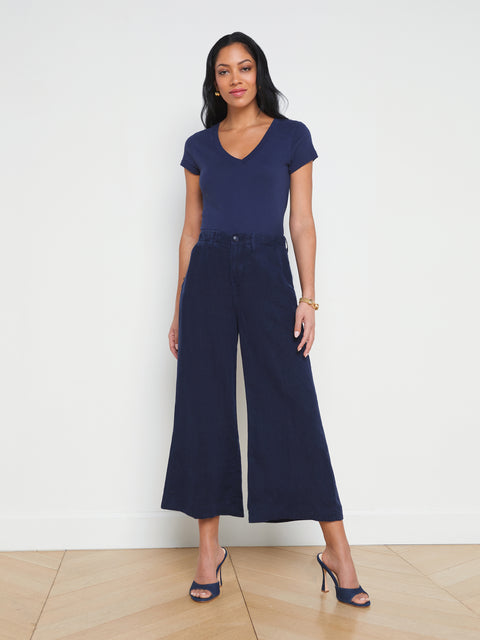 Henderson Linen Cropped Pant pant L'AGENCE   