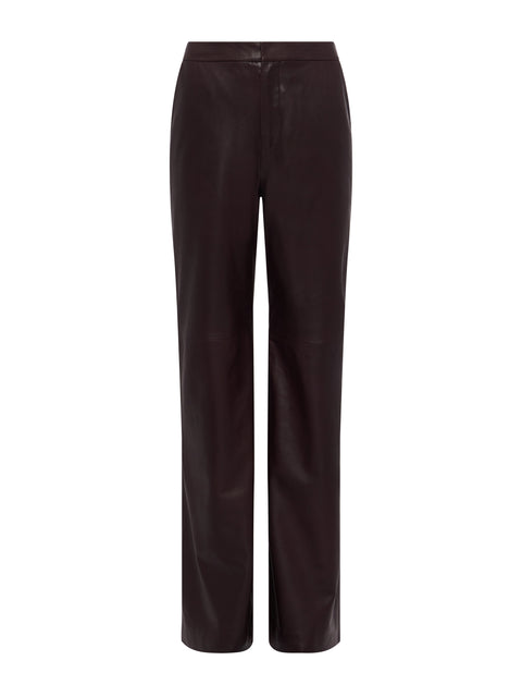 Livvy Leather Straight-Leg Trouser In Runway L'AGENCE   