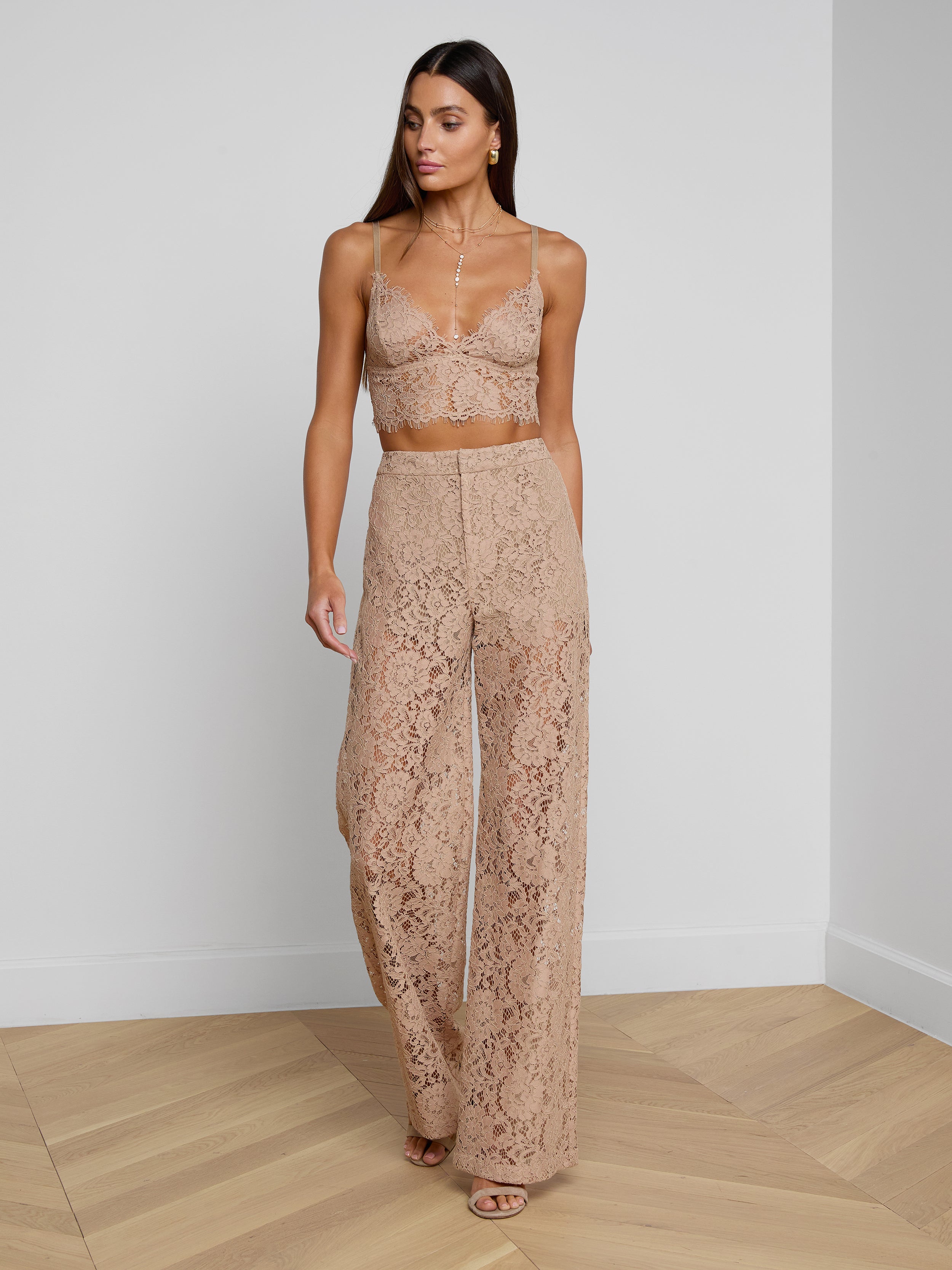 Livvy Lace Trouser in Cappuccino | L'AGENCE