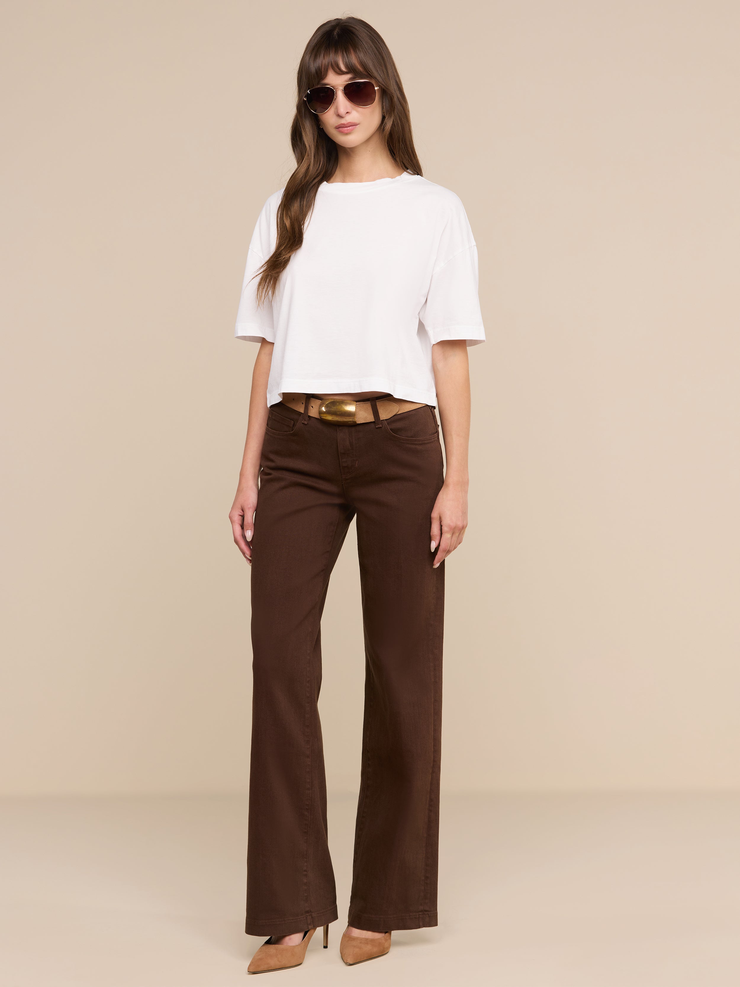 Joanne Low-Rise Wide-Leg Jean in Brown | L'AGENCE