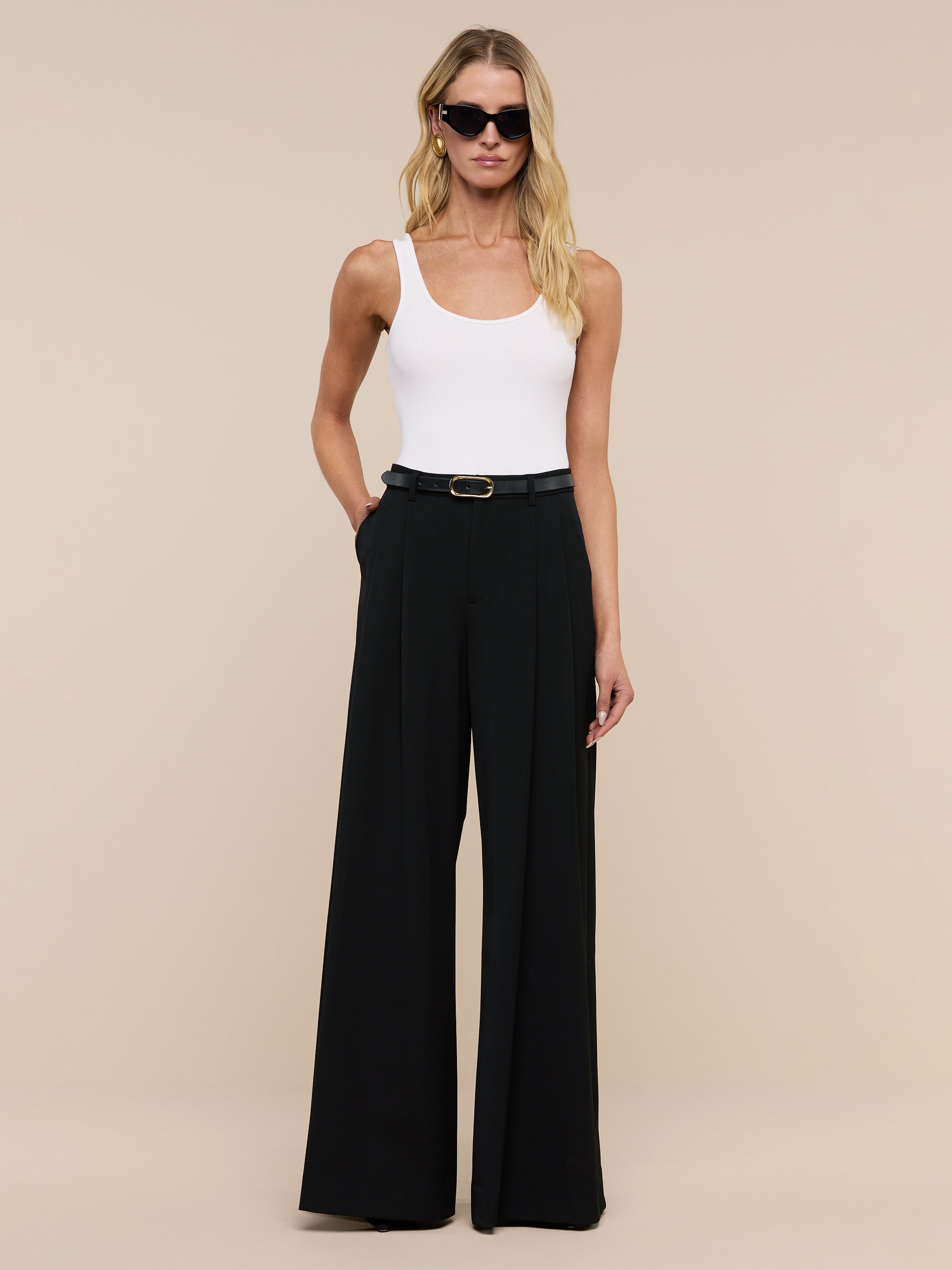  WIDE LEG PANTS ブラック XS Chelsy Wide-Leg Pant in Black | L'AGENCE