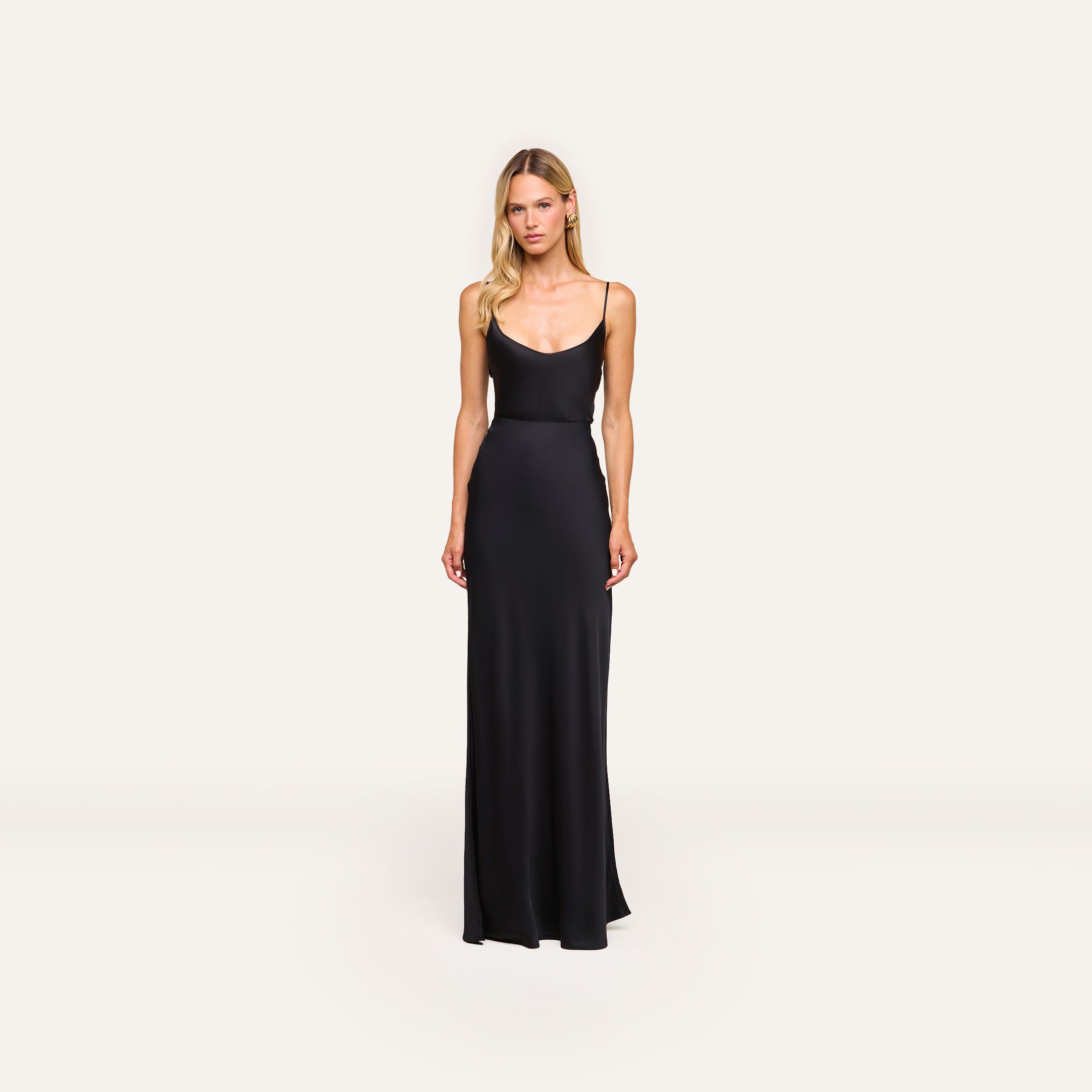 Zeta Satin Maxi Skirt in Black | L'AGENCE