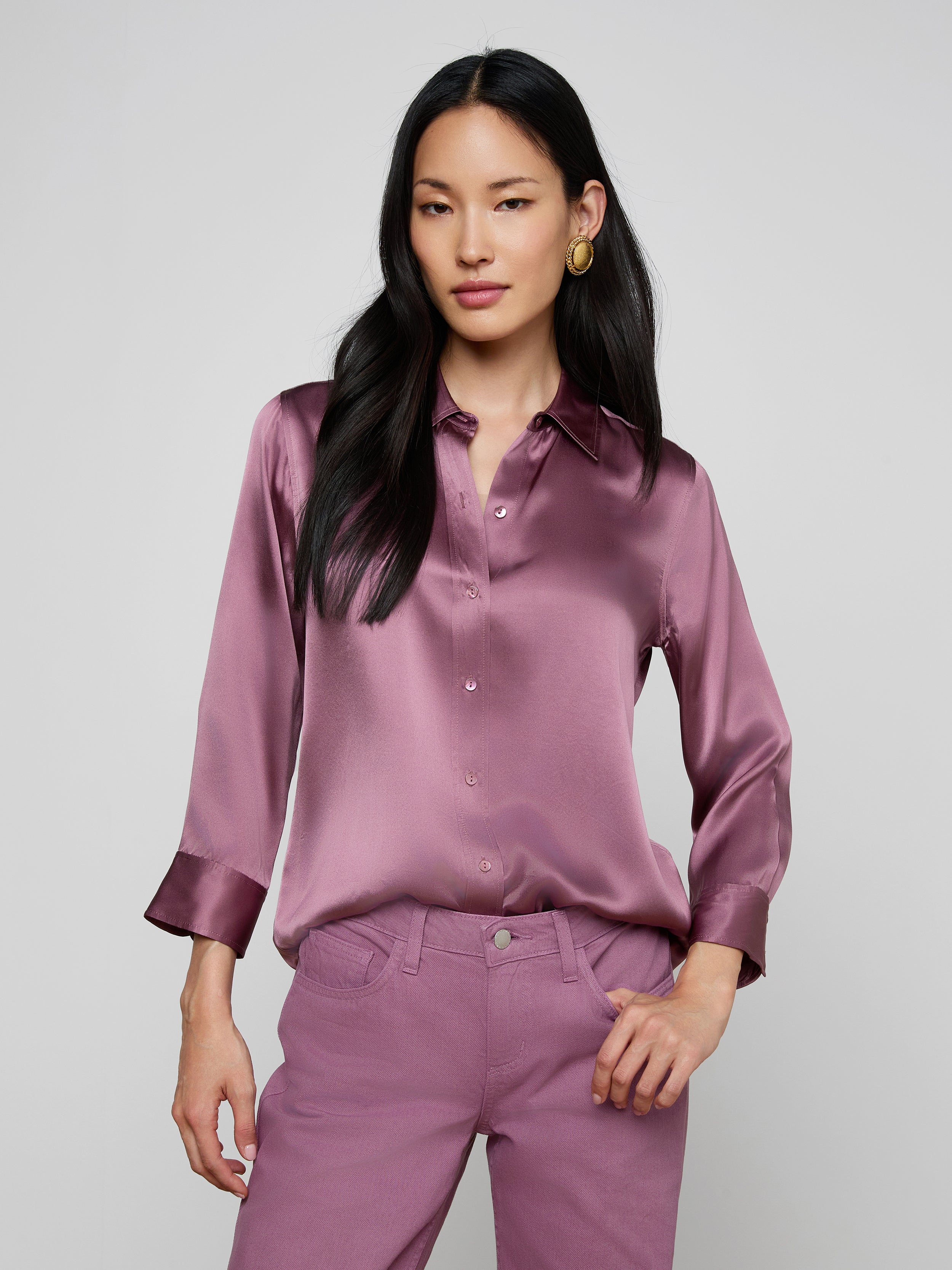 Dani Silk Blouse in Dusky Orchid | L'AGENCE