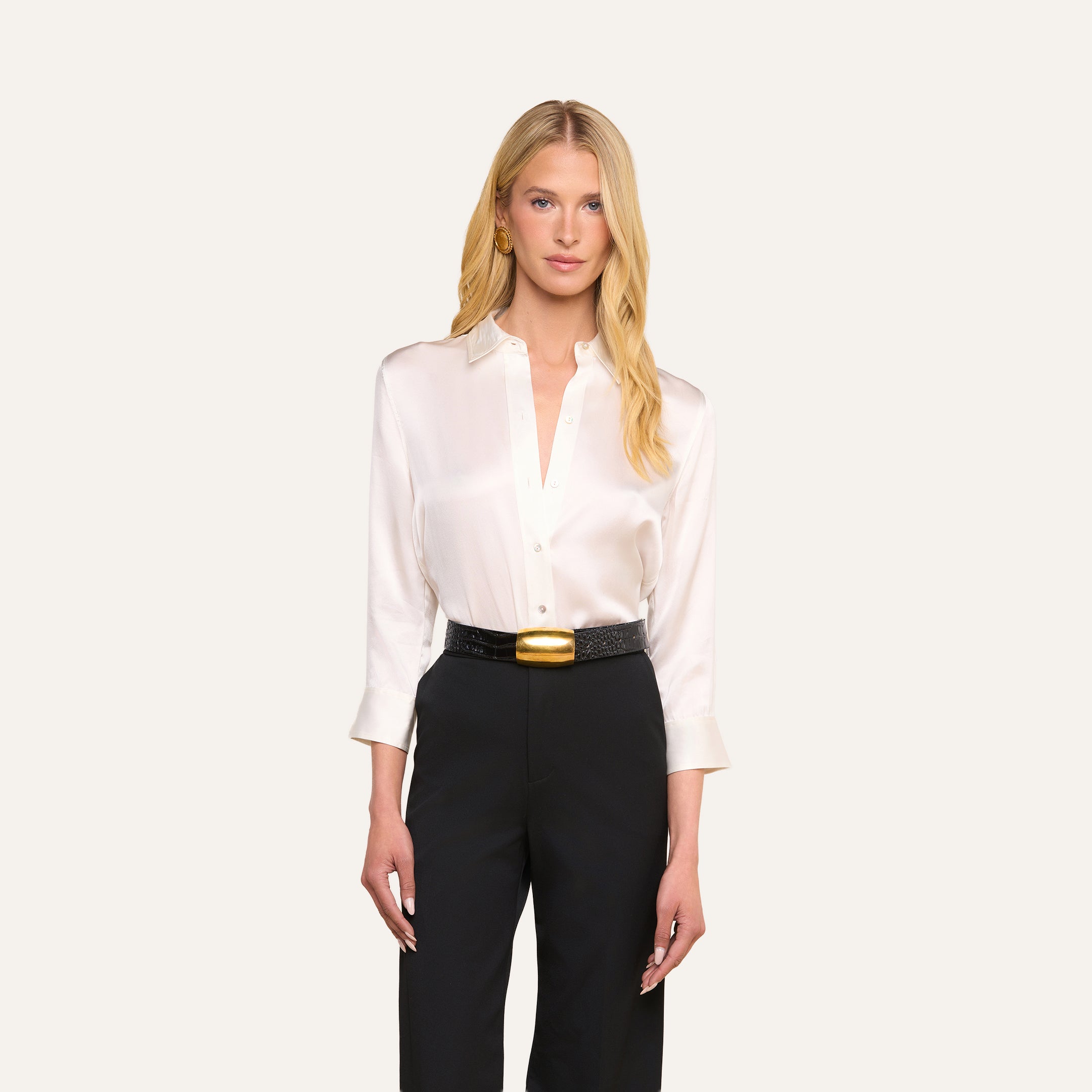 Dani Silk Blouse in Ivory | L'AGENCE