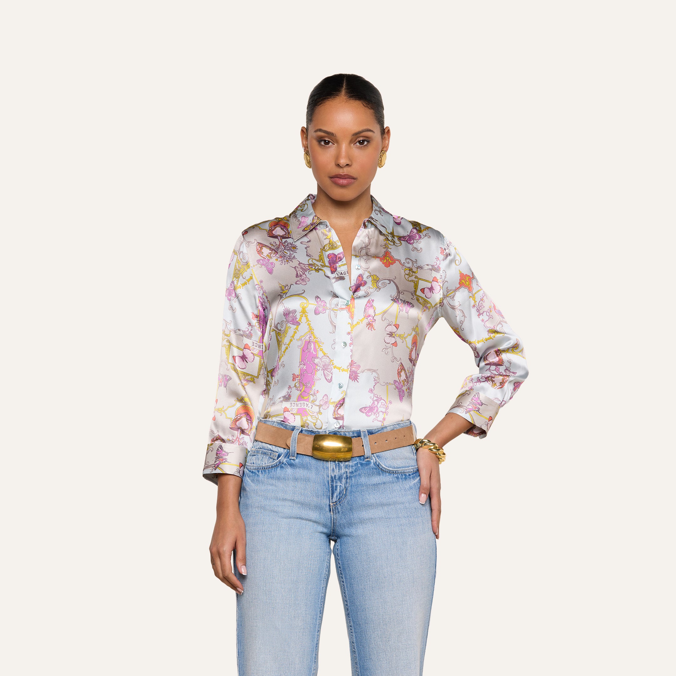 Dani Silk Blouse in Multi Baroque Toile | L'AGENCE