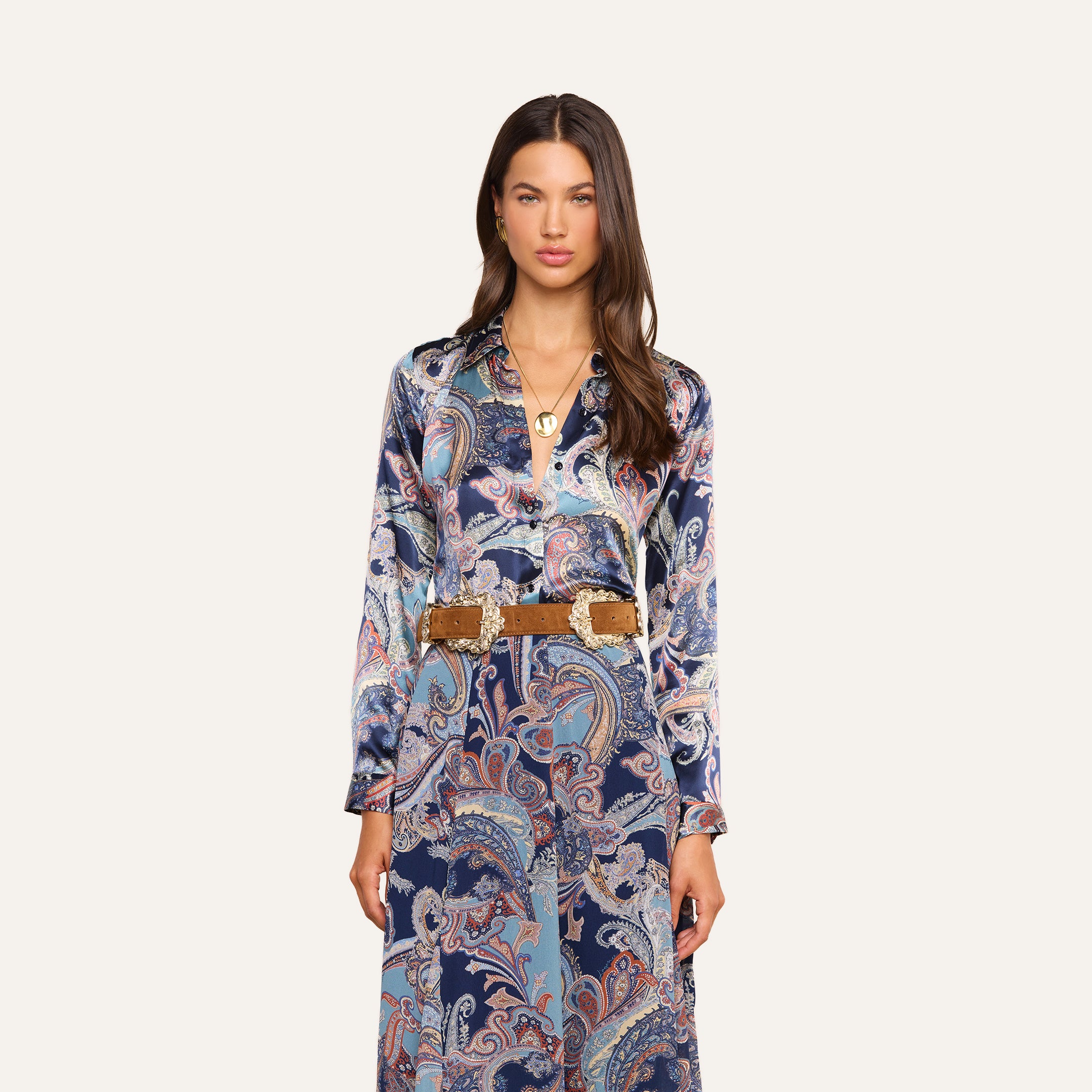 Tyler Silk Blouse in Midnight Multi Besarabian Paisley | L'AGENCE