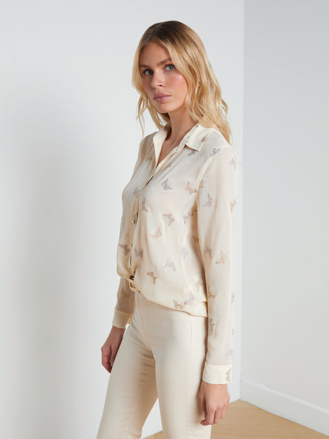 Laurent Embroidered Blouse blouse L'AGENCE   