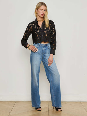 Seychelle Cropped Lace Blouse blouse L'AGENCE