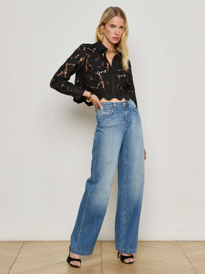 Seychelle Cropped Lace Blouse blouse L'AGENCE