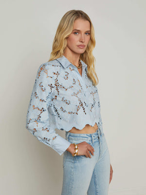 Chemisier à œillets recadré seychelle