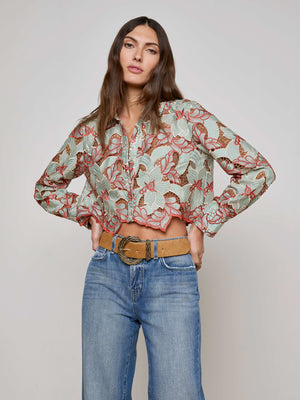 Akemi Cropped Eyelet Blouse