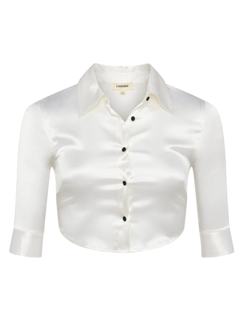 Niccola Crop Fitted Blouse In Runway L'AGENCE   