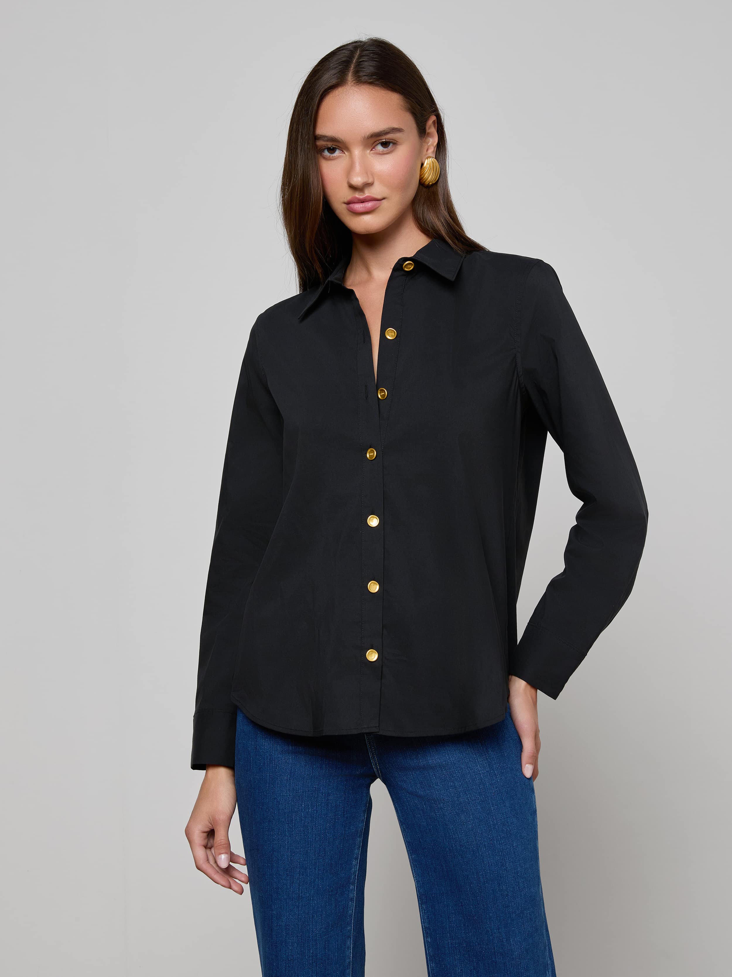 black dress shirt with gold buttons Amazon.com: ZEROYAA Men's Luxury Gold Embroidery Design Slim Fit Long Sleeve Button Up Dress Shirts ZHCL44-Black Small : Clothing, Shoes & Jewelry