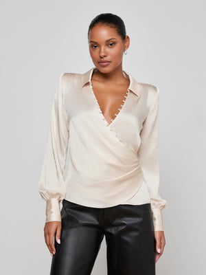 Bernice Satin Wrap Blouse