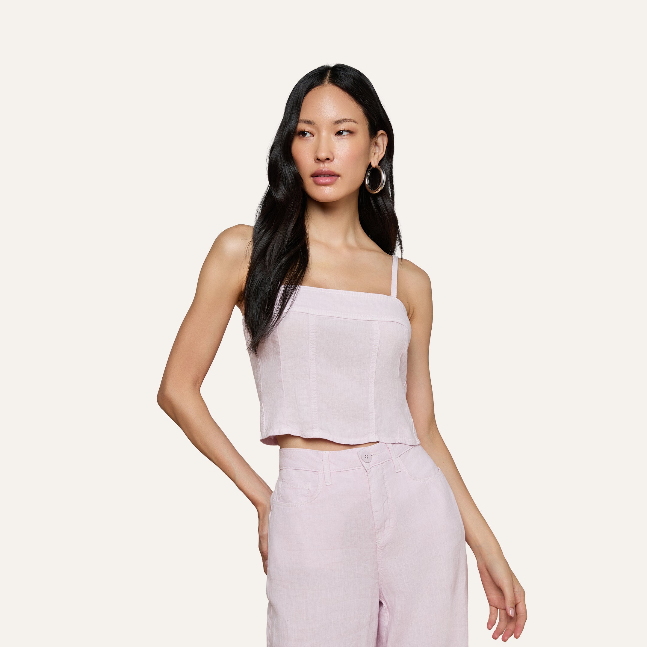 Arlin Linen Tank in Icy Lilac | L'AGENCE