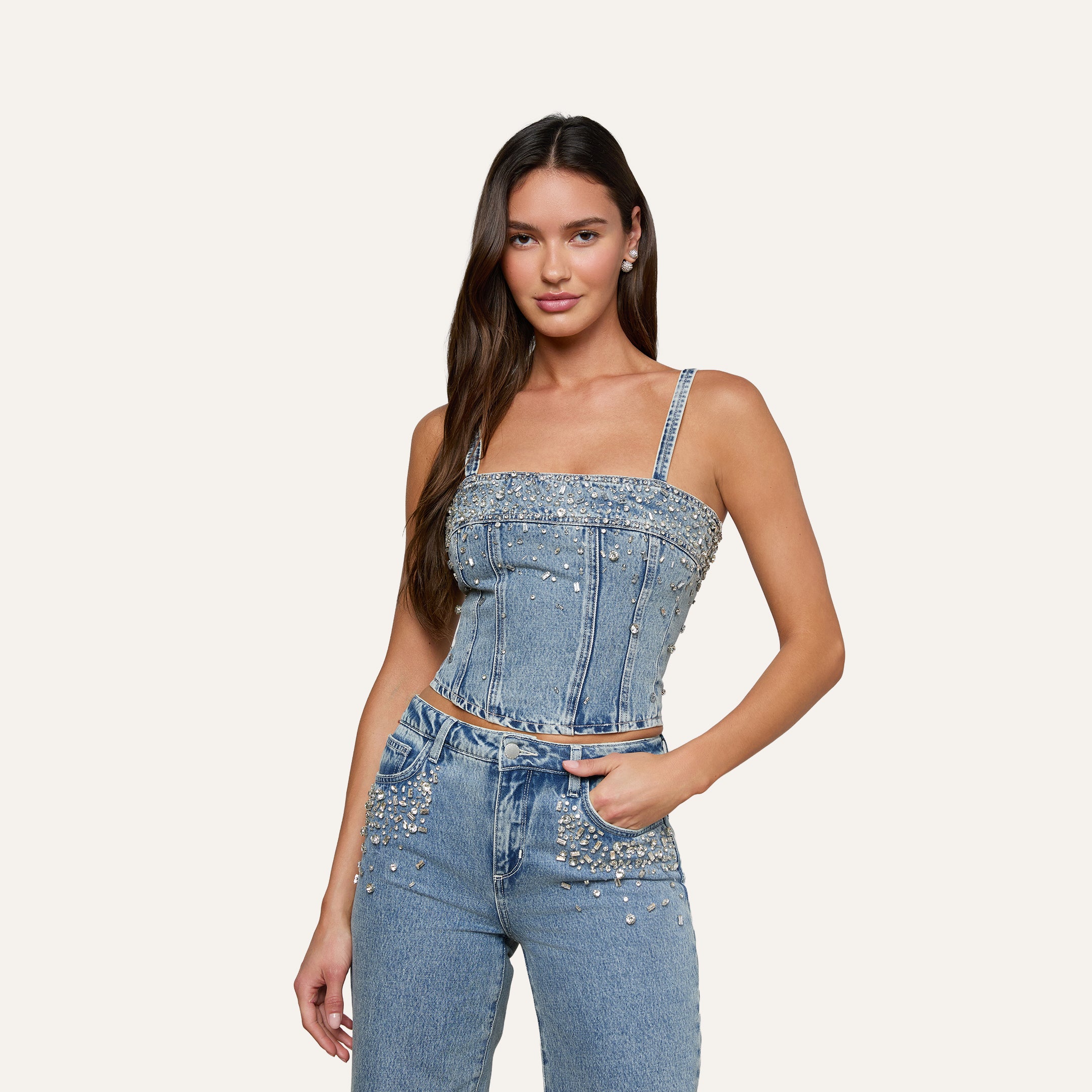 Arlin Embellished Tank in Malibu | L'AGENCE