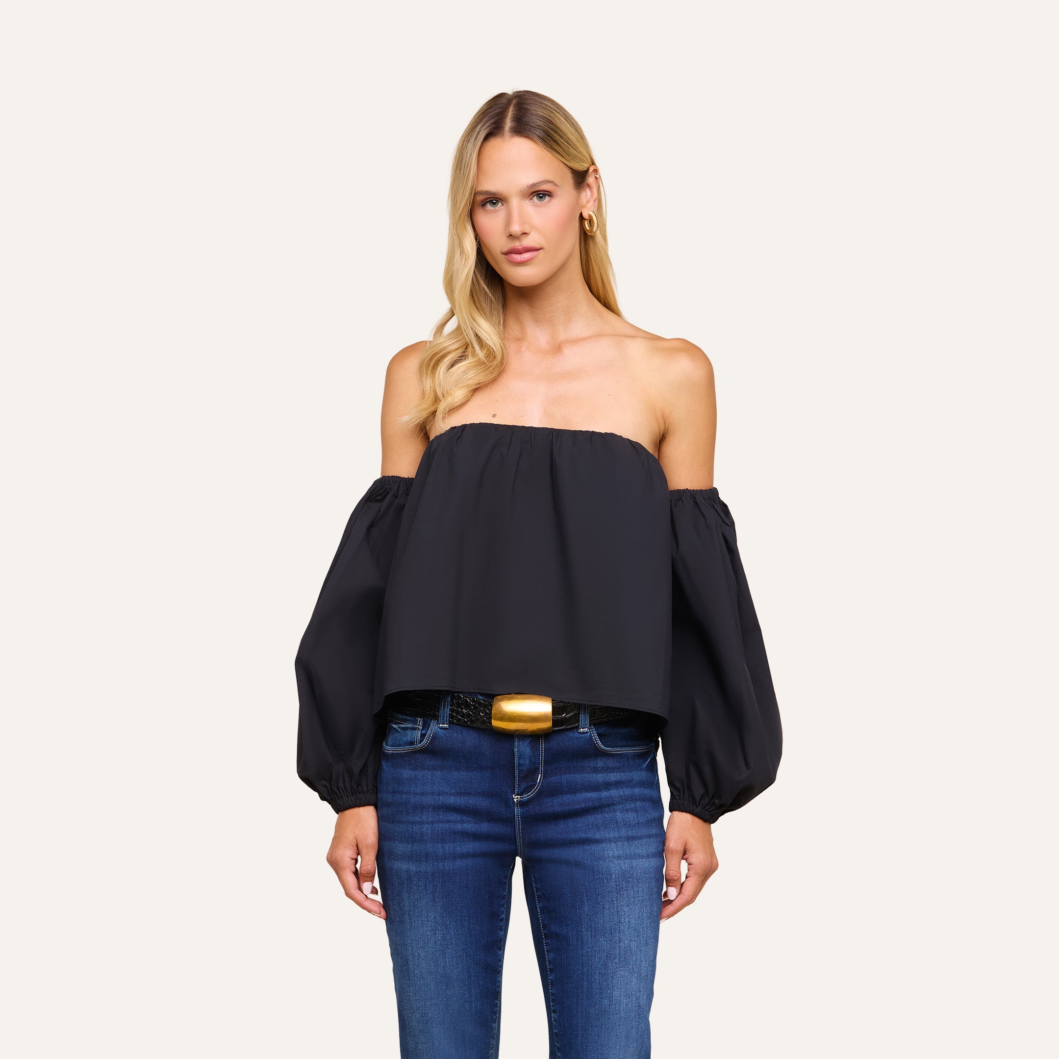 Sarai Off-The-Shoulder Top in Black | L'AGENCE