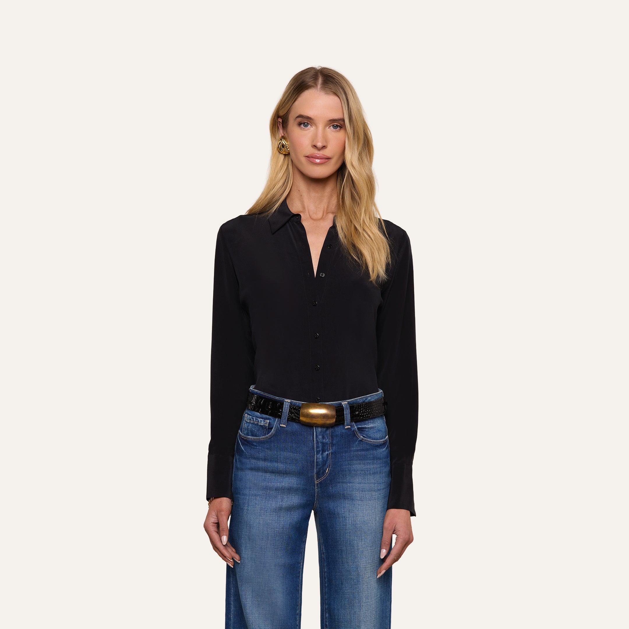 Babette Silk Blouse in Black | L