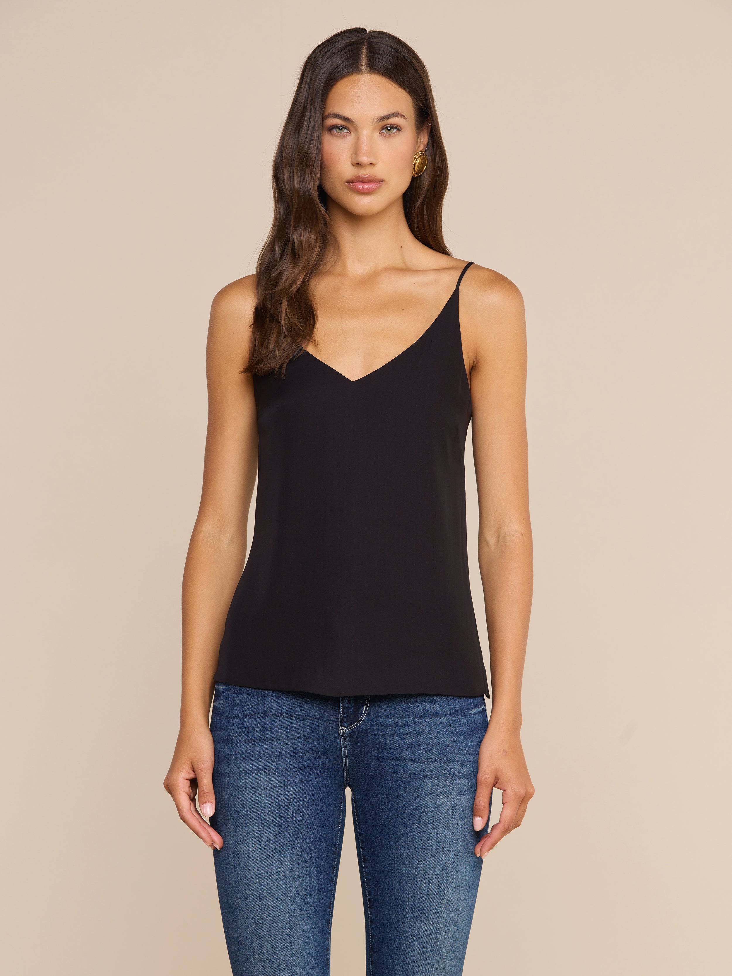 Gabriella Silk Camisole in Black | L'AGENCE
